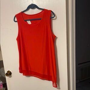 Source Unknown Asymmetrical Red Tank Top